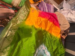 Vibrant Ombre Saree with Embroidery