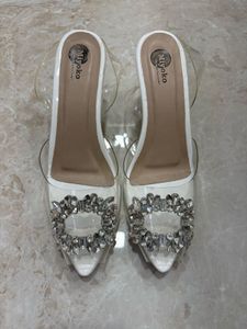 NEW Sparkling Crystal Embellished White Sandals