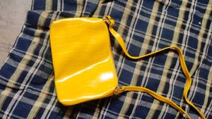 Bright Yellow Croc Embossed Crossbody Bag