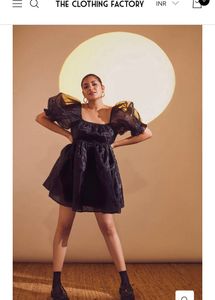 The Clothing Factory Black Sheer Puff Sleeve Dress