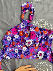 Purple Backless Crop Top
