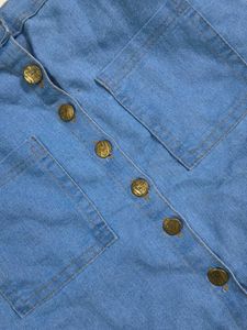 Blue Denim Button-Front Skirt