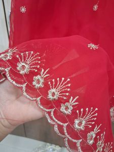 Red Embroidered Kurta Set with Palazzo