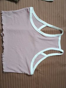 SHEIN Pink Ribbed Crop Top for Women