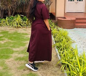 Maroon Collared Maxi Dress