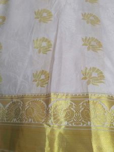 Elegant White &amp; Gold Saree