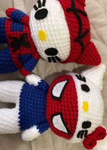 Handmade Spiderman & Hello Kitty Crochet Toys