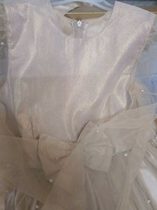 shimmery  golden frock with pearls