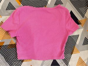 Pink Ribbed Cropped Top