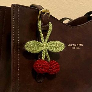 crochet cherry 🍒 bag charm ✨
