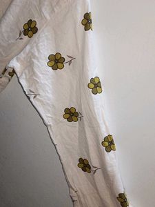 White Floral Print Top