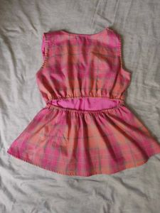 Pink Plaid Peplum Top
