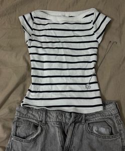 fitted zara stripe top