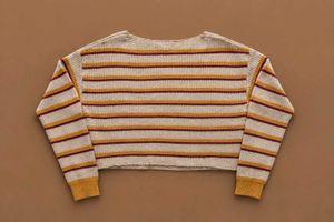 STRIPED CROPPED KNIT SWEATER