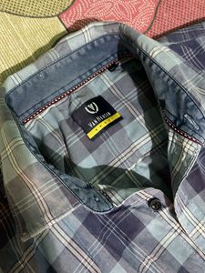 Men's Blue Plaid Casual Shirt