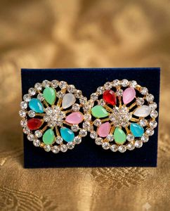 Colorful Gemstone Stud Earrings