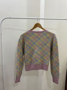 ZARA Pastel Argyle Pattern Knit Cardigan