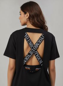 Minimalist Black Graphic Back Cut-Out  Tee