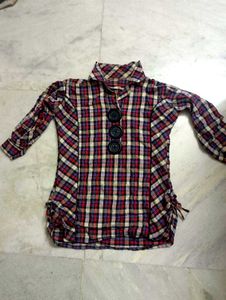 Checkered Button-Up Tunic