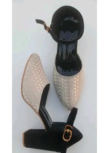 ✨ Stylish Silver &amp; Black Women’s Heels ✨