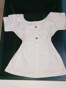 Cream Button Front Tunic Top
