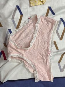 Pink Striped Lace Briefs/ Panty