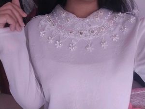 Elegant White Embellished Blouse