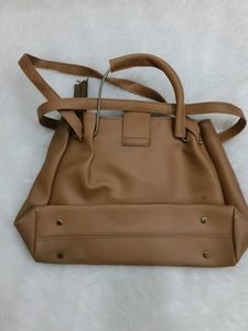 Stylish Tan Faux Leather Shoulder Bag