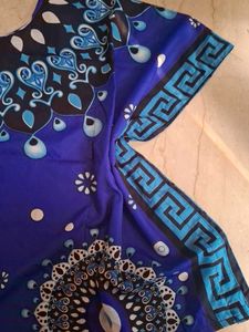 Blue kaftan dress with jhumka set