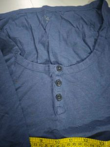 Blue Henley Long Sleeve Top