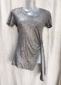 Sparkly Silver Tie-Up Tunic Top