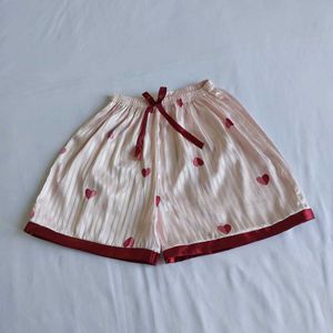 Satin Heart Print Pajama Shorts 💝
