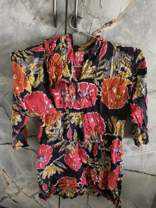 Boho Floral Print Kurta Top