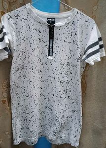 Cute Graphic Zip Neck T-Shirt
