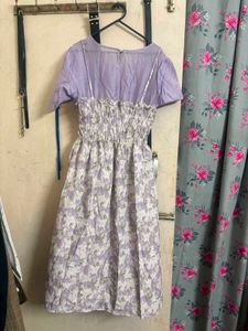 Lavender Floral Print Midi Dress