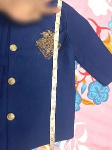 Boys' Blue Embroidered Indowestern Kurta