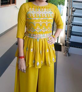 Lime green colour dress