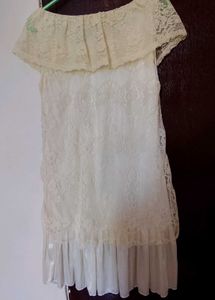 Cream Lace Off-Shoulder Dress