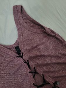 Lace-Up knit Crop Top