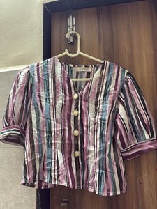 Striped Puff Sleeve top