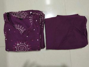 purple kurta set