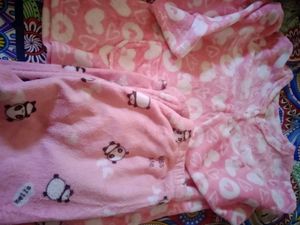 Cute Pink fur Pajama Set