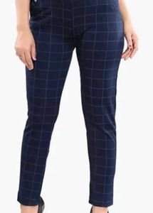 Checkered Navy Blue Pants+ Gift 🎁