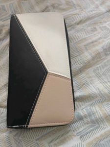 Geometric Color Block Zip-Around Wallet
