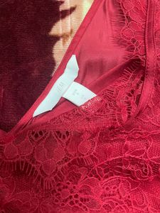 Red Lace Trim Camisole Top