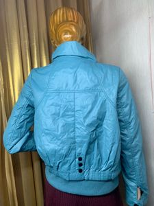 Stylish Teal Quilted Bomber Jacket