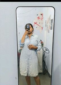 Acid Wash Denim Shirt Dress