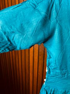 Teal Ethnic Kurta with White Lace