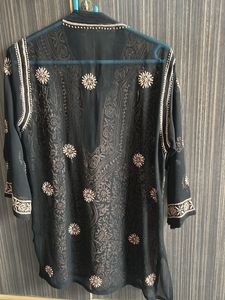Black Chikankari Embroidered Kurta