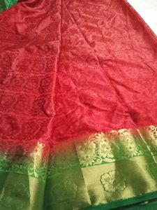 Stunning Red Silk Saree with Gold Border